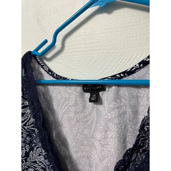 Tahari Lace V-Neck Pajama Top Navy Blue Large - Picture 2 of 4